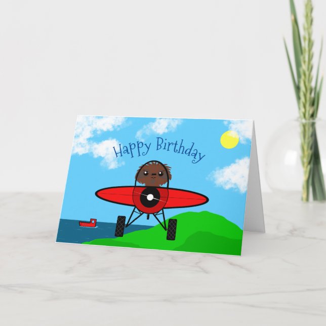 Sloth vole une carte d'anniversaire d'avion (Devant)