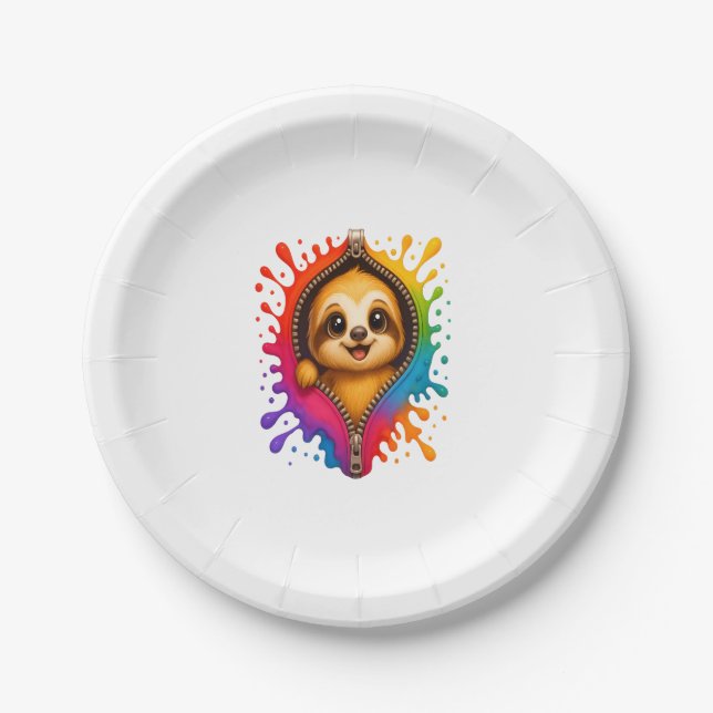 Sloth Watercolor Paper Plate (Front)