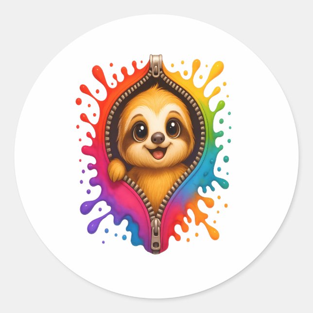 Sloth Wear Sunglasses Hawaiian Vintage Classic Round Sticker (Front)