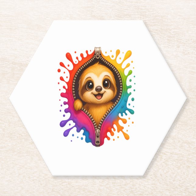 Sloth Wear Sunglasses Hawaiian Vintage Paper Coaster (Front)