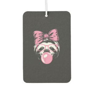 Sloth Wearing Glasses and Blowing Pink Bubble Gum  Air Freshener