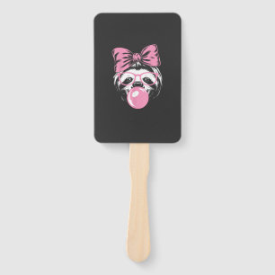 Sloth Wearing Glasses and Blowing Pink Bubble Gum  Hand Fan