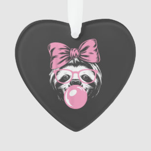 Sloth Wearing Glasses and Blowing Pink Bubble Gum  Ornament