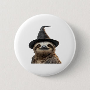 Sloth Wearing Halloween Witch Hat Classic T-Shirt 2 Inch Round Button