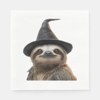 Sloth Wearing Halloween Witch Hat Classic T-Shirt Napkin