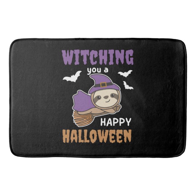 Sloth Witch Witches Witching You A Happy Halloween Bath Mat (Front)