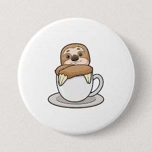 Sloth with Cup of Coffee 3 Inch Round Button