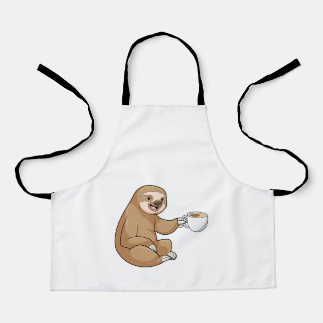 Sloth with Cup of Coffee Apron (Front)