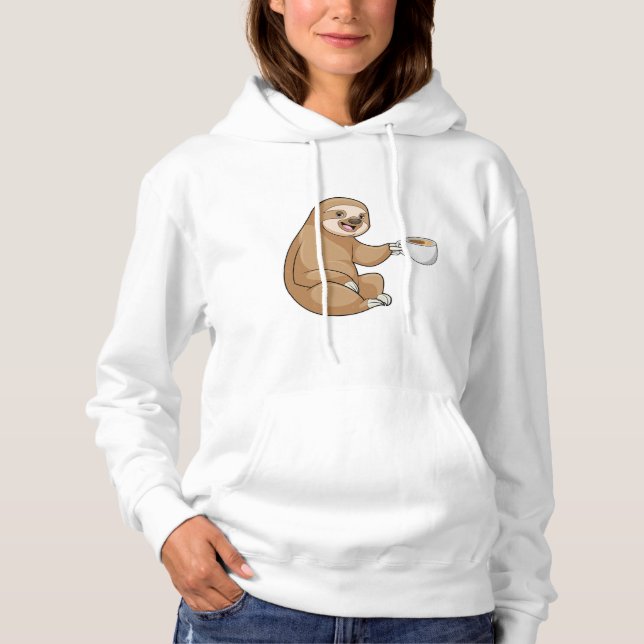 Sloth with Cup of Coffee Hoodie (Front)