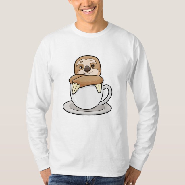 Sloth with Cup of Coffee T-Shirt (Front)