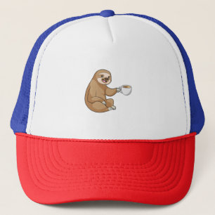 Sloth with Cup of Coffee Trucker Hat