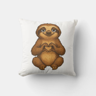 Sloth with Heart _ Sweet Sloth with Heart Symbol T Throw Pillow