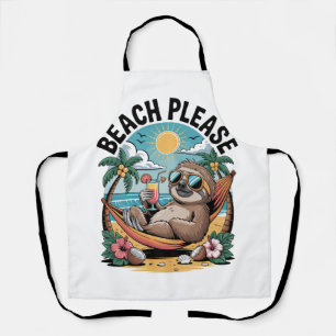 Sloth with Ice Cream Summer Beach Please Apron