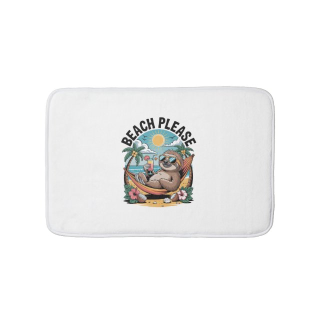 Sloth with Ice Cream Summer Beach Please Bath Mat (Front)