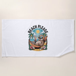 Sloth with Ice Cream Summer Beach Please Beach Towel