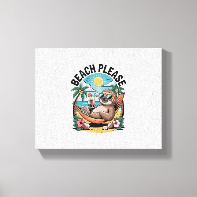 Sloth with Ice Cream Summer Beach Please Canvas Print (Front)