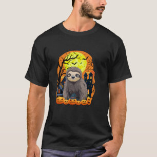 Sloth With Pumpkins Funny Scary Halloween Party T T-Shirt