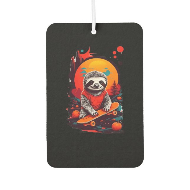Sloth with skateboard on halloween night Classic T Air Freshener (Front)