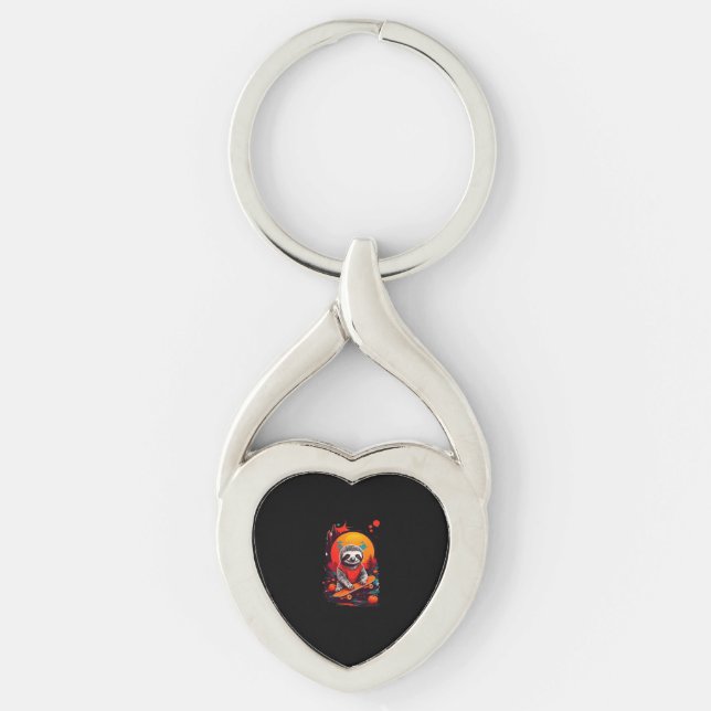 Sloth with skateboard on halloween night Classic T Keychain (Front)