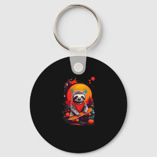 Sloth with skateboard on halloween night Classic T Keychain