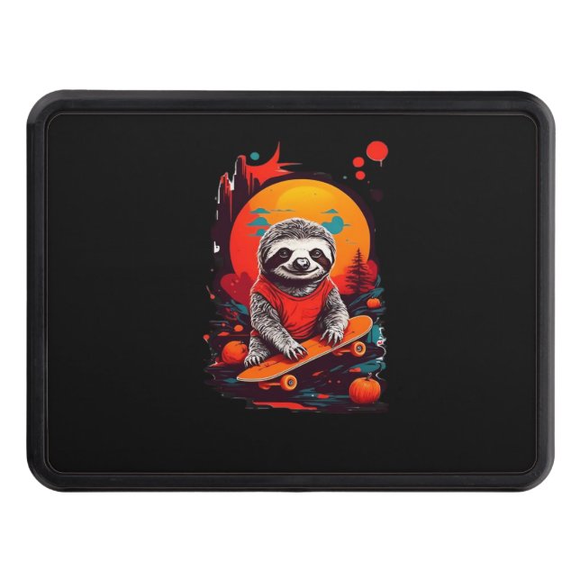 Sloth with skateboard on halloween night Classic T Trailer Hitch Cover (Front)