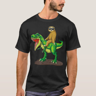 Sloth with sunglasses riding T rex dinosaur  T-Shirt