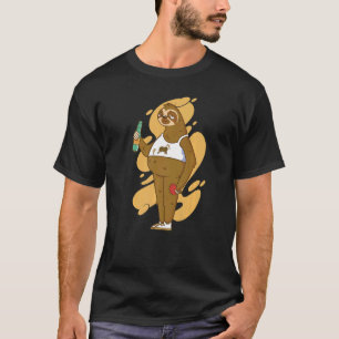 Sloth With Table Tennis Bat Beer Ping Pong Table T T-Shirt