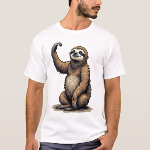 Sloth Woodcut Vintage Wildlife Tee 2