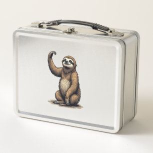 Sloth Woodcut Vintage Wildlife Tee 2 Metal Lunch Box