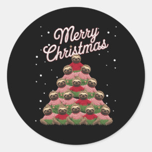 Sloth Xmas Tree Sloths Christmas Tree Classic Round Sticker