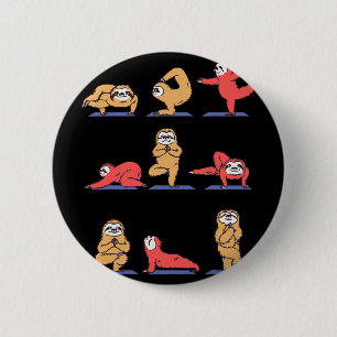 Sloth Yoga Asana Pose And Meditation Funny 2 Inch Round Button