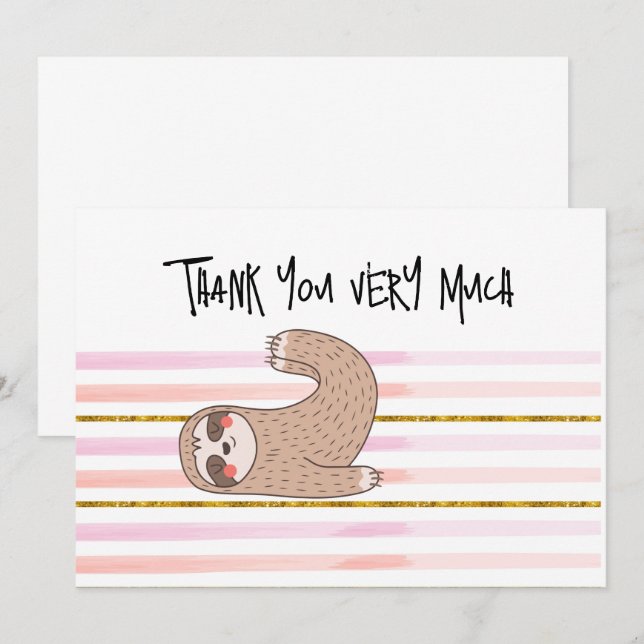 SLOTH Yoga Carte de remerciements pour les amoureu (Devant / Derrière)