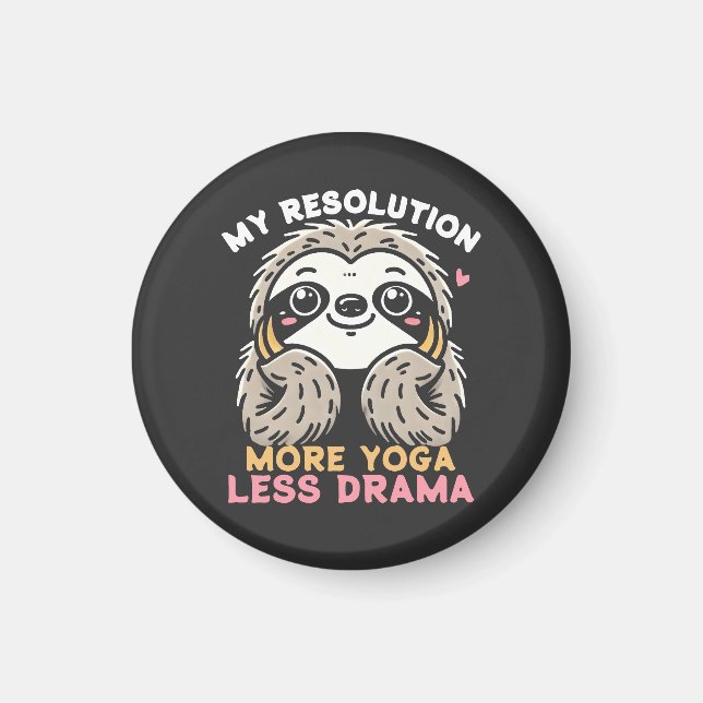 Sloth Yoga Magnet - More Yoga Less Drama (Front)