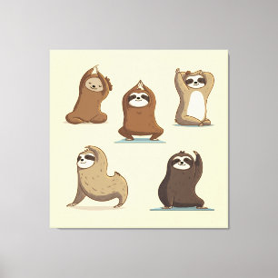 Sloth Yoga Moments Canvas Print