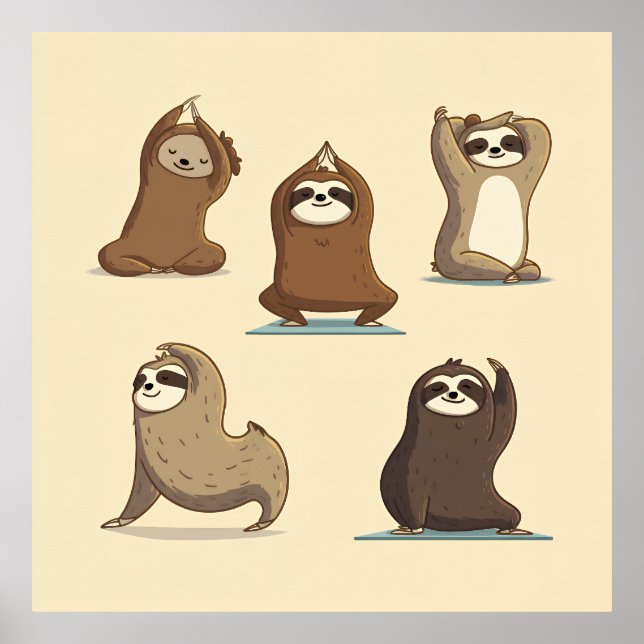 Sloth Yoga Moments Poster (Front)