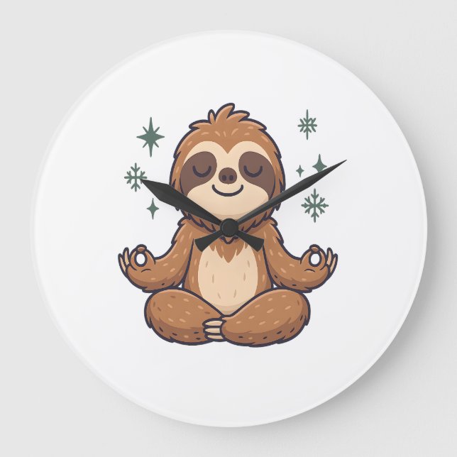 Sloth Yoga Sloth Large Clock (Front)
