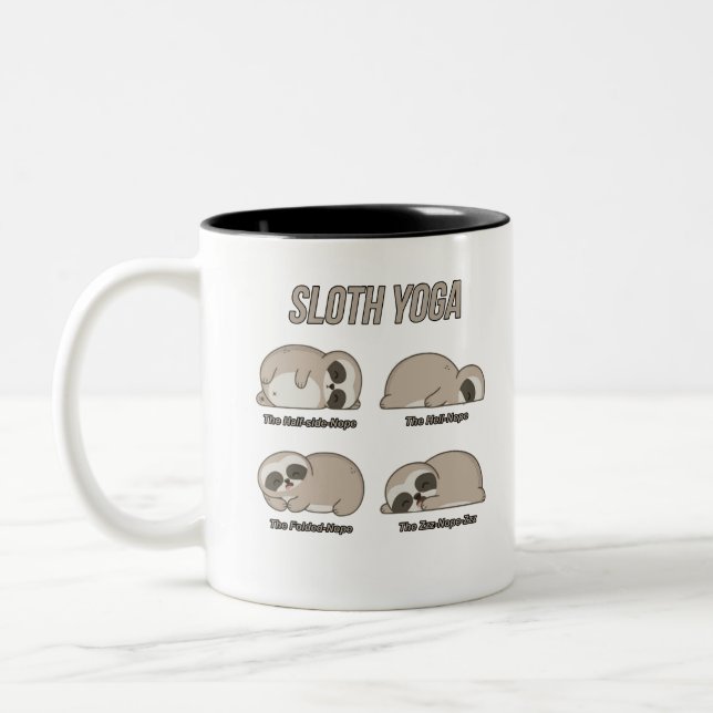 Sloth Yoga Two-Tone Coffee Mug (Left)