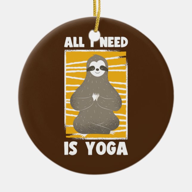 Sloth Yoga Workout Meditation Stretch Pilates Ceramic Ornament (Front)