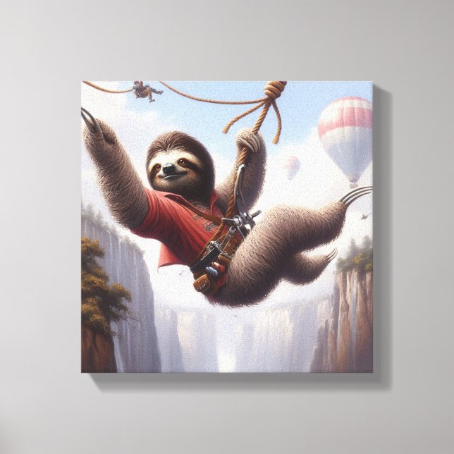 Sloth Ziplining Canvas Print (Front)