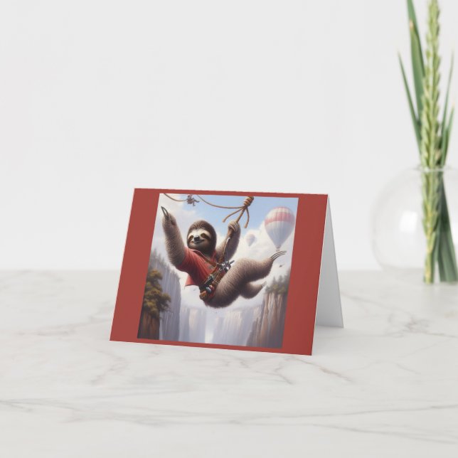 Sloth Ziplining Card (Front)