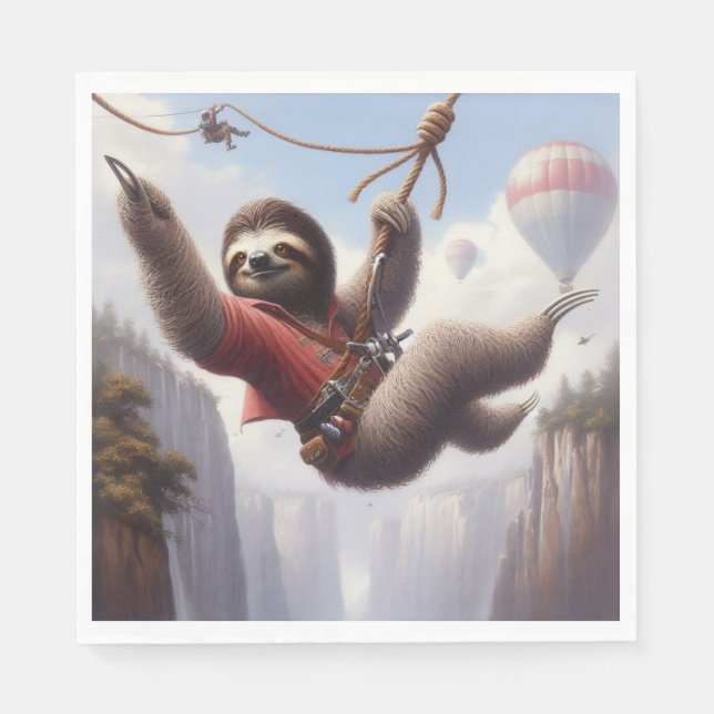 Sloth Ziplining Napkin (Front)
