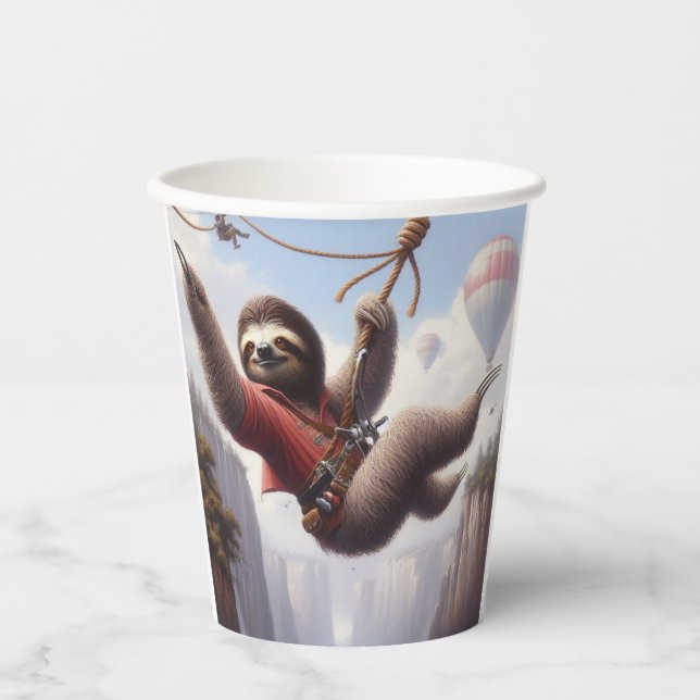 Sloth Ziplining Paper Cups (Front)