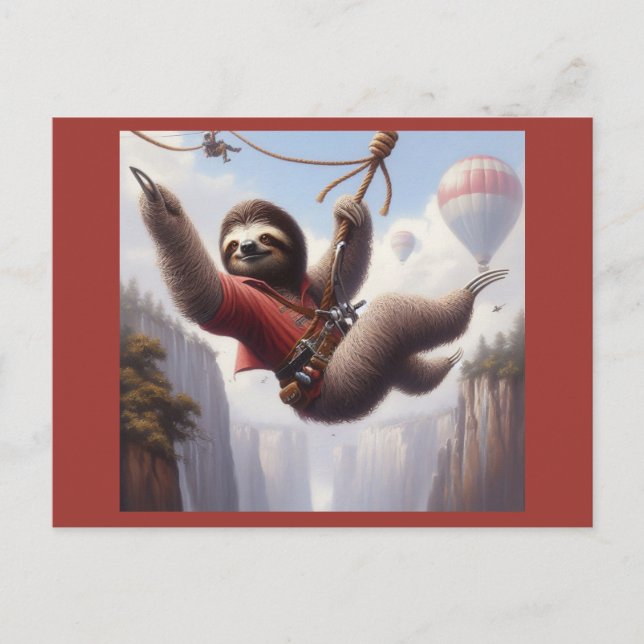 Sloth Ziplining Postcard (Front)