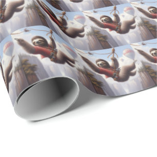 Sloth Ziplining Wrapping Paper