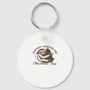 Slothin Around the Christmas Tree, Funny Christmas Keychain