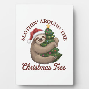 Slothin' Around the Christmas Tree Plaque