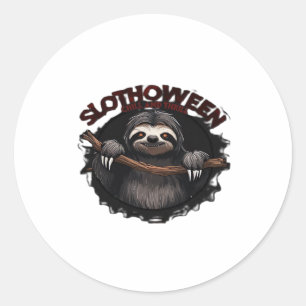 Slothoween Chill And Thrill - Creepy Sloth Classic Classic Round Sticker