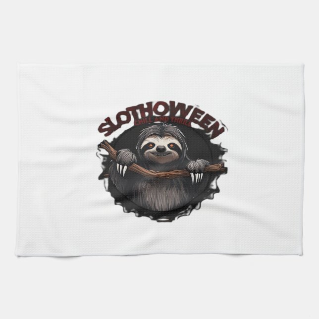 Slothoween Chill And Thrill - Creepy Sloth Classic Kitchen Towel (Horizontal)