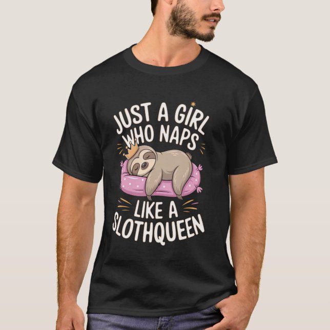 Slothqueen Napping Crown Art T-Shirt (Front)