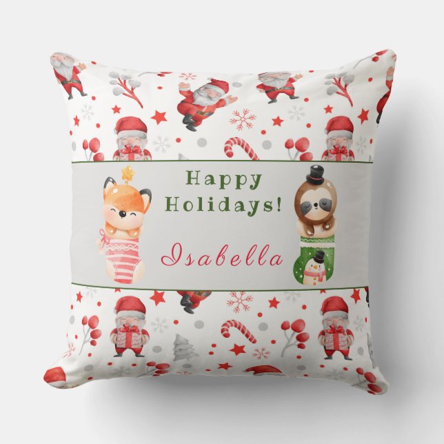 Sloths and Fox Customize Text and Name 20"X20" Throw Pillow (Front)